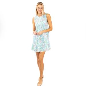 Linda Anderson Colorful Floral Dress#100%cotton100%viscose